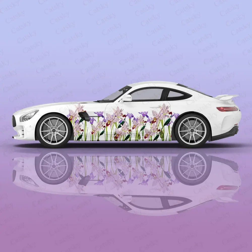 

Lilies and Irises Flowers Car Body Stickers Itasha Vinyl Car Side Decal Sticker Car Body Sticker Car Decor Stickers