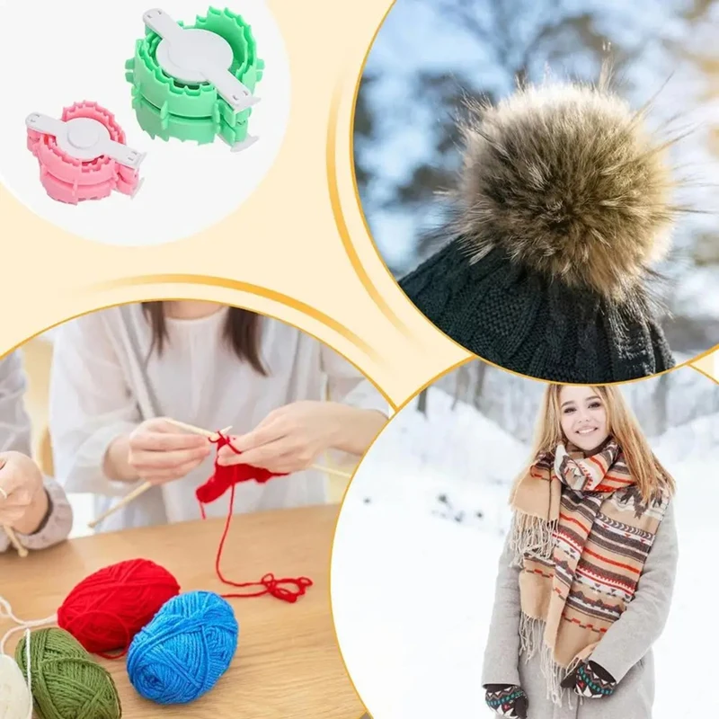 Pom Pom Maker Fluffs Ball Weaving Tool Heart Shape Crochet Yarn Pom Pom Maker 2pcs Portable Handmade Ball Weaving Tool-A27R