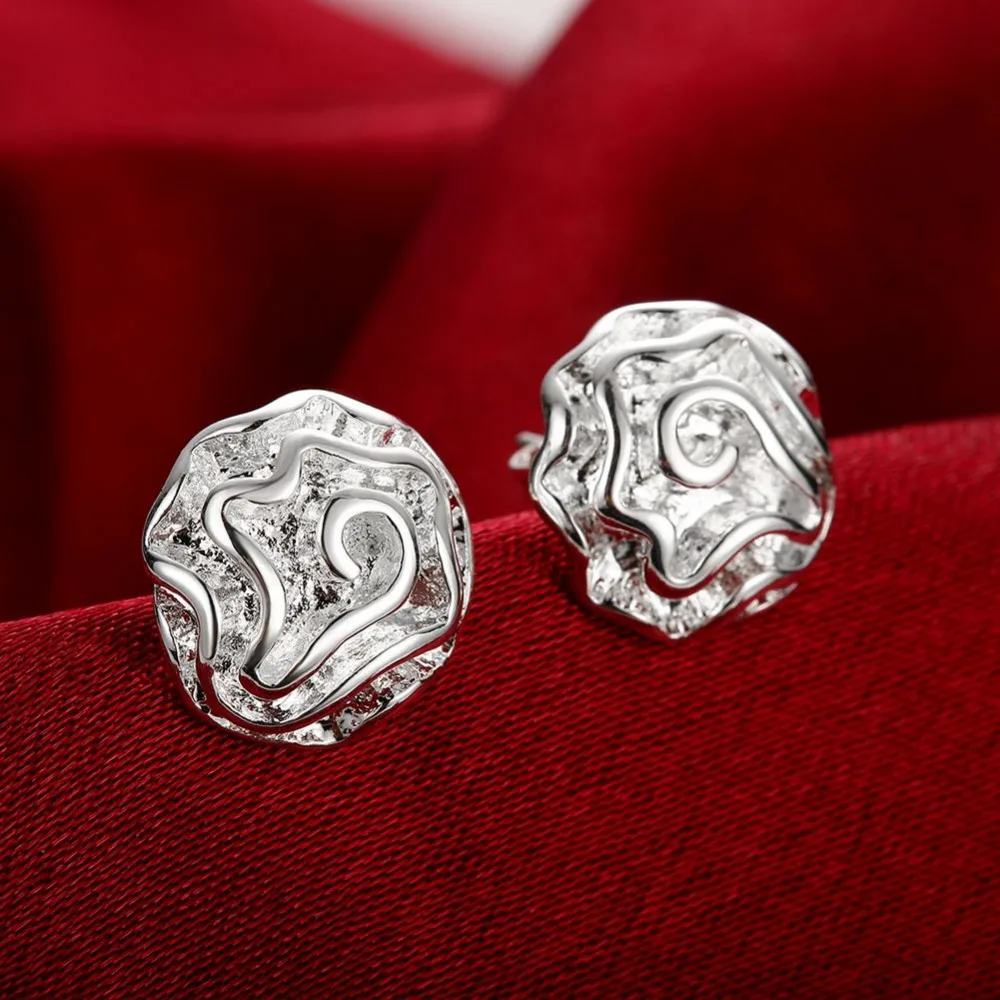 

Factory Direct 925 Sterling Silver Earring For Woman High Quality Fashion Jewelry Rose Flower Studs Holiday Gifts