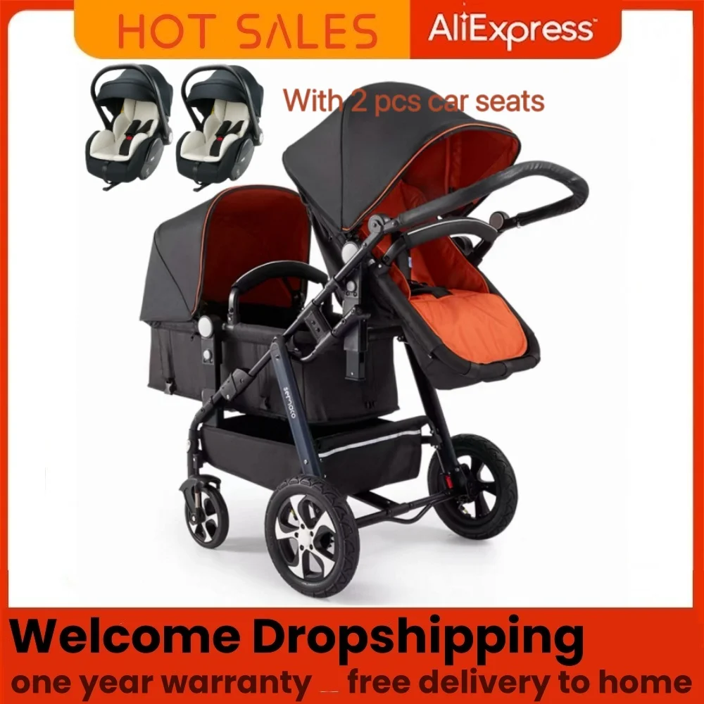 

twin baby stroller, high quality poussette double baby stroller can fit twin baby or 2 kids,also equipment car seat