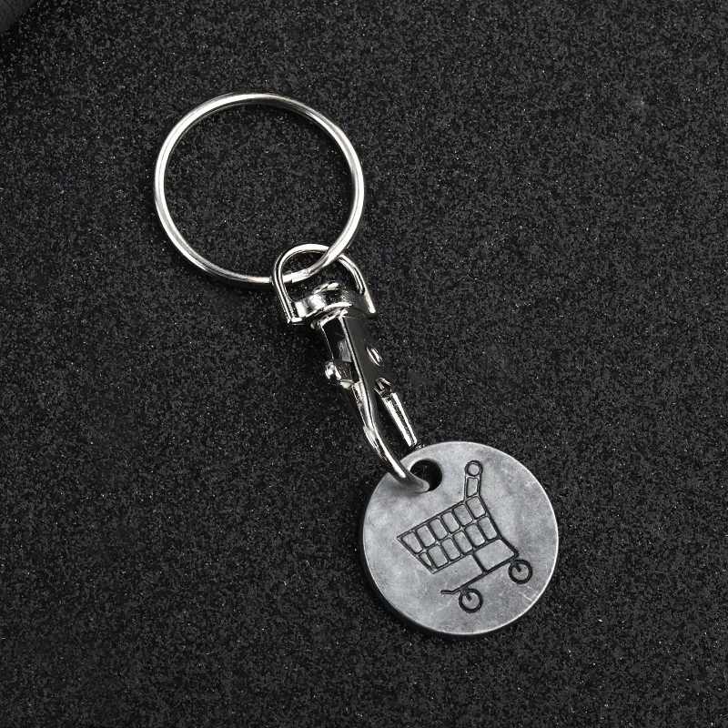 Cross border European and American Supermarket Handpushed Shopping Cart Logo Coin Metal Token Lobster Chain Creative Keychain