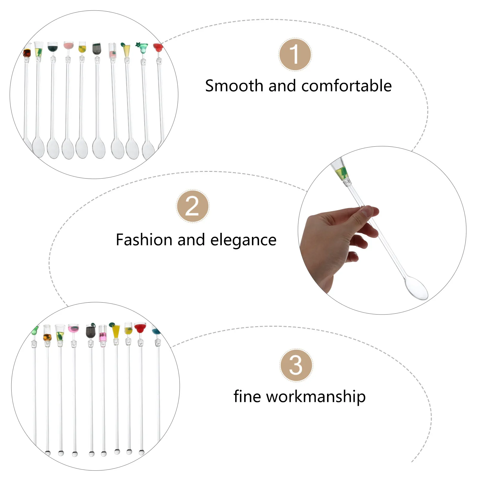 

Набор из 20 стильных акриловых палочек для напитков, идеально подходящих для холодных напитков, кофе, коктейлей, баров, кухонь и вечеринок