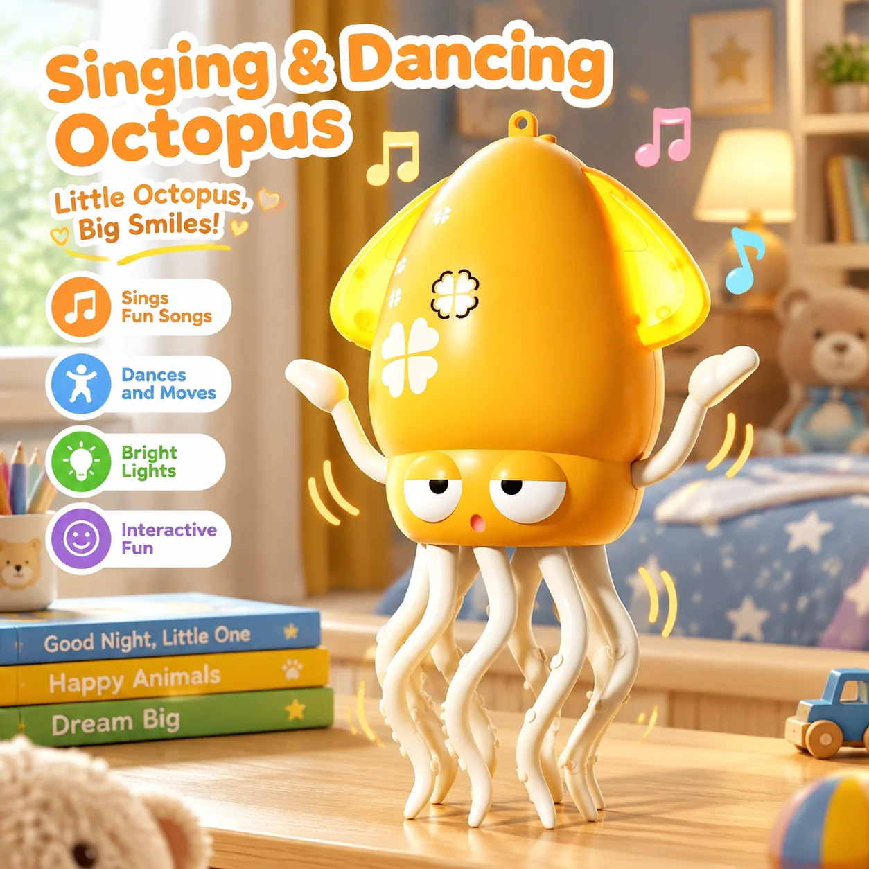 Funny dancing octopus octopus octopus dazzling flash automatic obstacle avoidance sensing children's puzzle toy