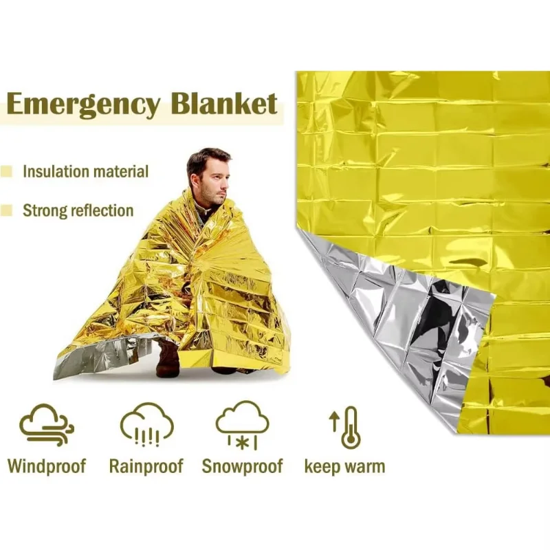 Durable Emergency Mylar Insulation Blanket for Outdoor Survival Camping Hiking First Aid Natural Disasters - Space Blanket
