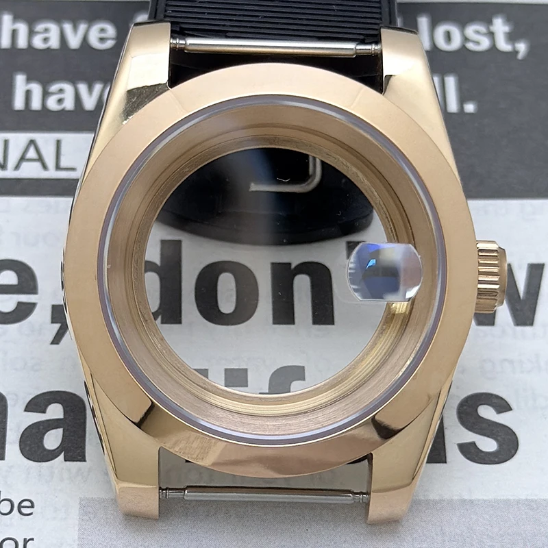 NH35 316L Stainless Steel 36mm/39mm RoseGold Polish Incline Sapphire Magnifying Glass Watch Case Fit NH35/NH36 Movement