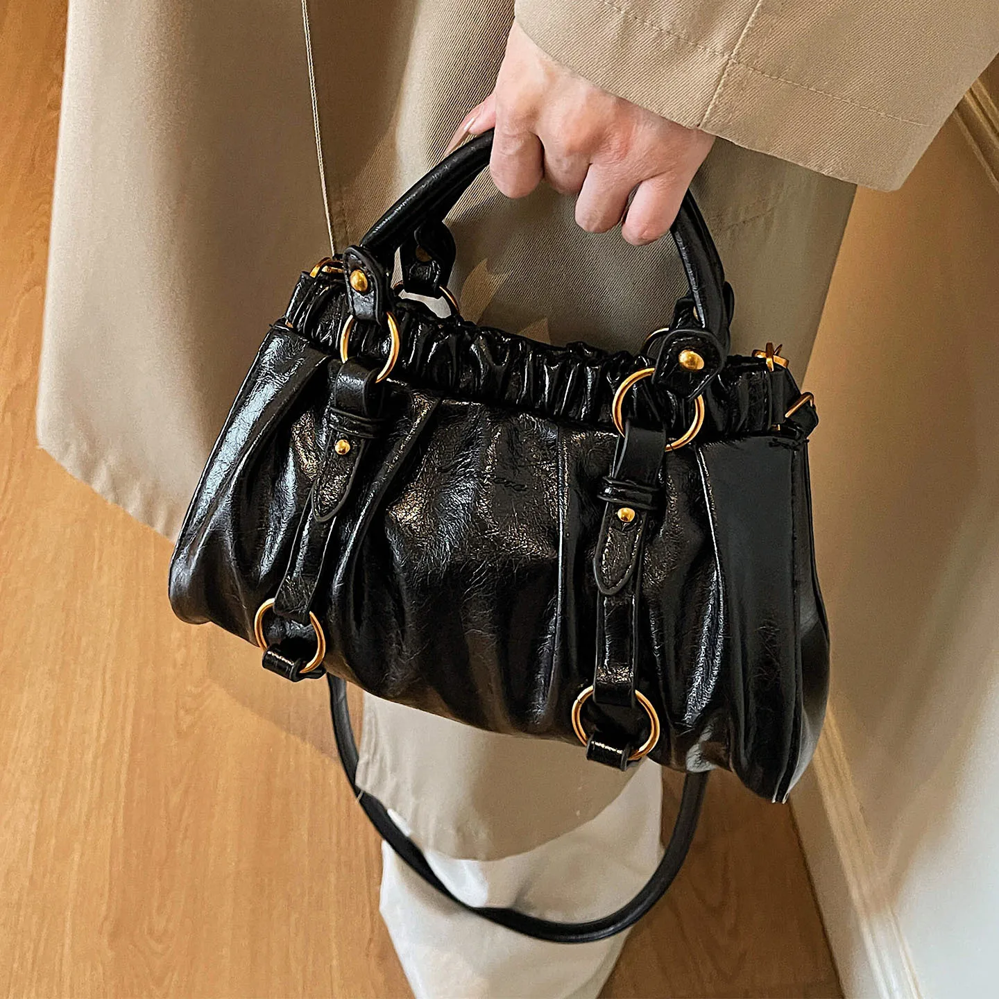 2025 حقيبة دلو متعددة الاستخدامات للنساء محفظة كتف أنيقة موضة ركاب ليلاً ونهارًا حقيبة كروس بسيطة #3