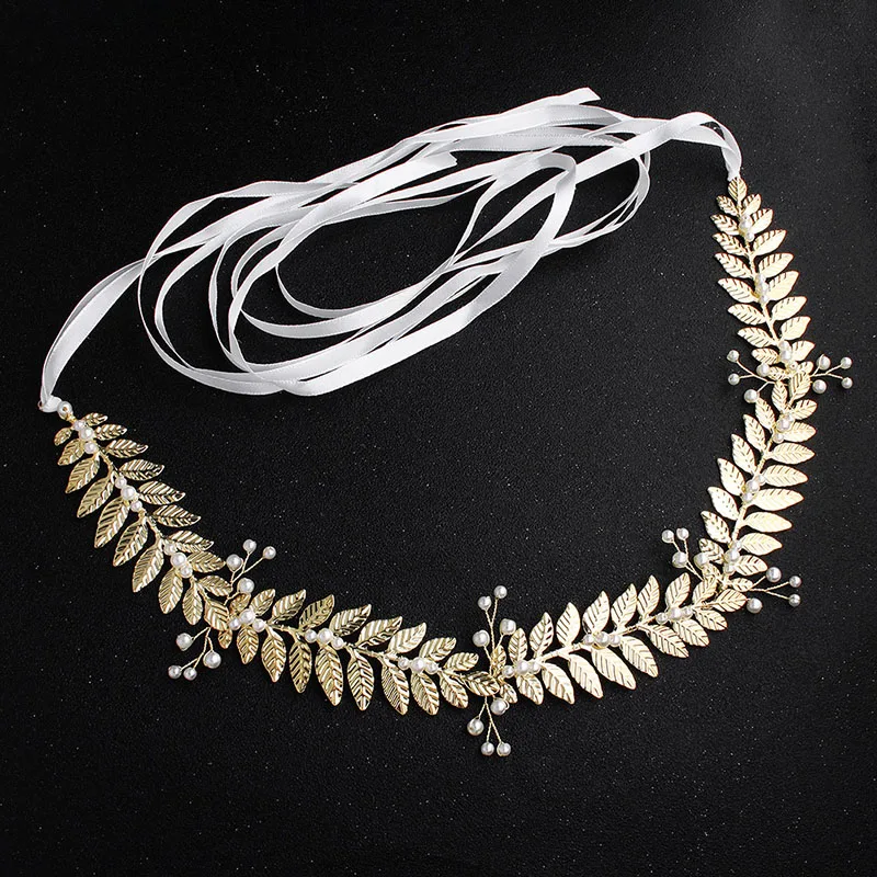 Bridal Dress Belt Alloy Leaves Imitation Pearls Girdle For Wedding Bride Bridesmaid