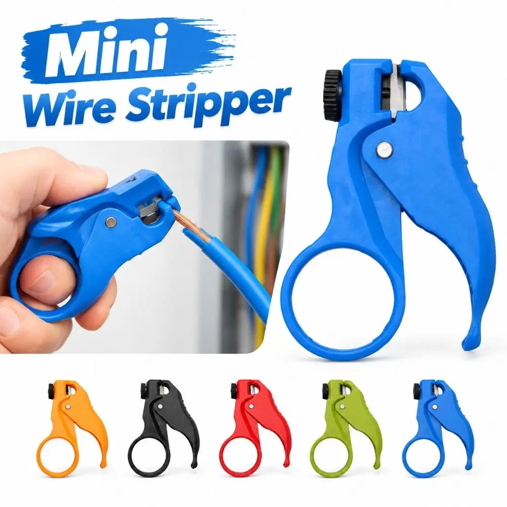 New One-Handed Mini Wire Stripper Ring Finger Grip Spring Assisted Cable Stripper Mini Wire Cutter for Cat5e-Cat8 Network Cable