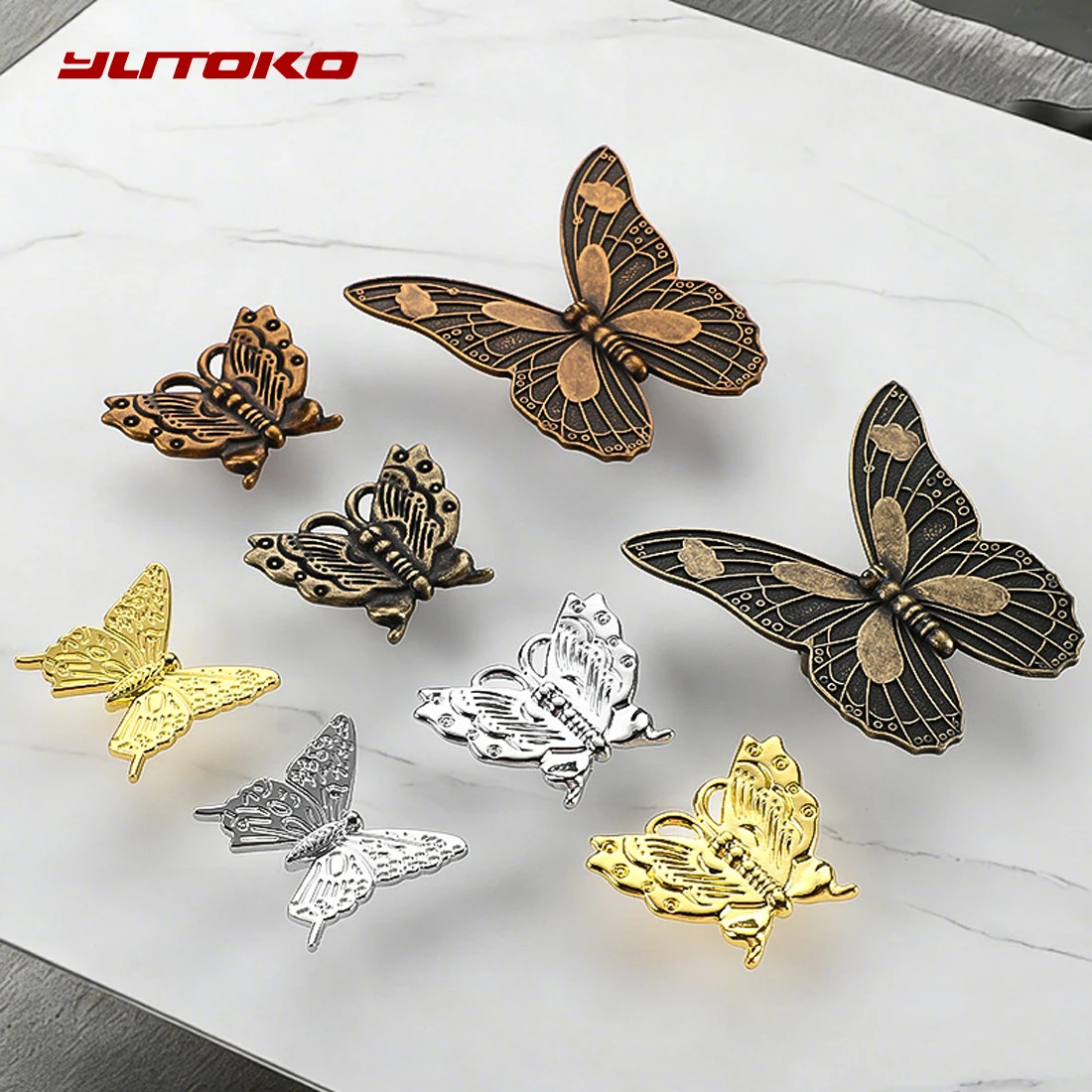 YUTOKO Light Luxury Butterfly Zinc Alloy Drawer Knobs Cabinet Knobs Decorative Furniture Hardware Handles for Home Improvement