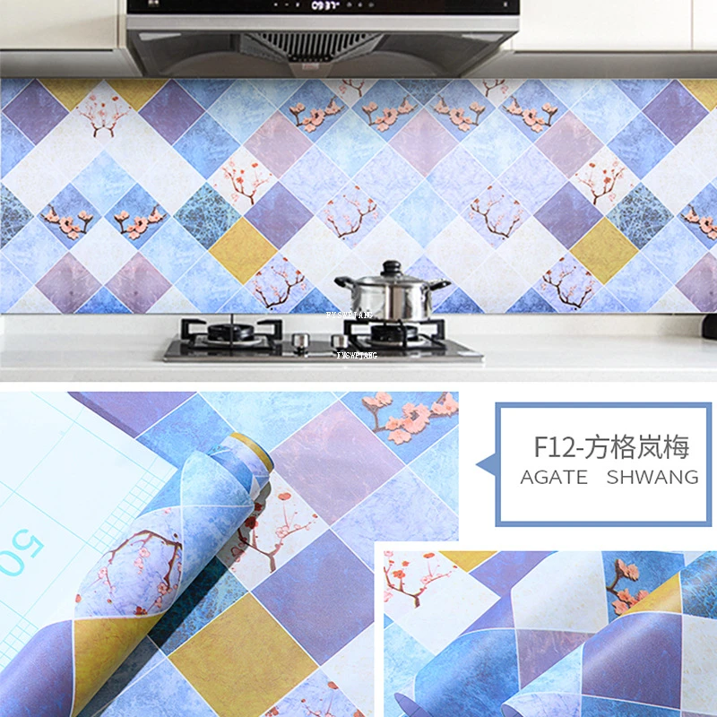 Kitchen Stove Oil-proof Sticker Waterproof High Temperature Resistant Wallpapers Kitchen Decoration Self Adhesive Contact Paper