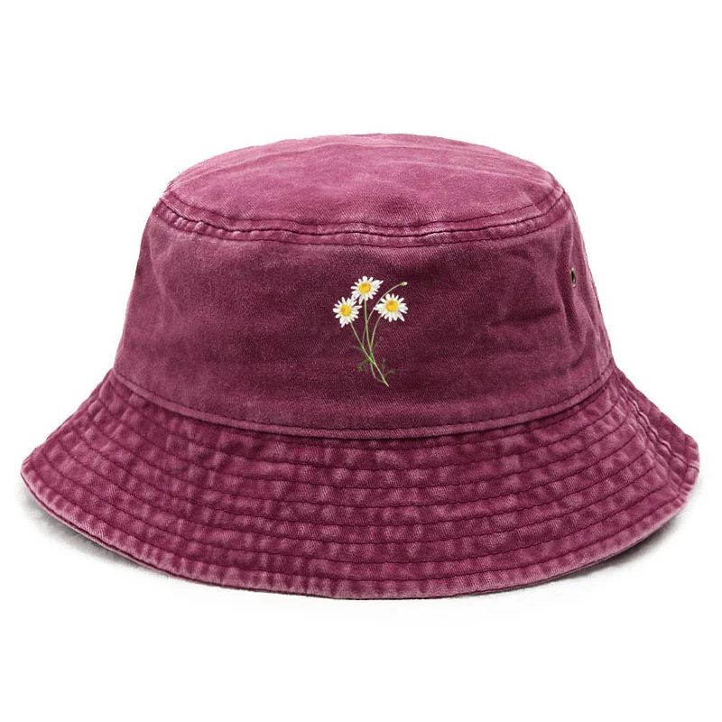 Customize Flower Cotton Washed Bucket Hat Vintage Fishing Hat for Women Sun Protection Outdoor Garden Party Cap Bohemian Design
