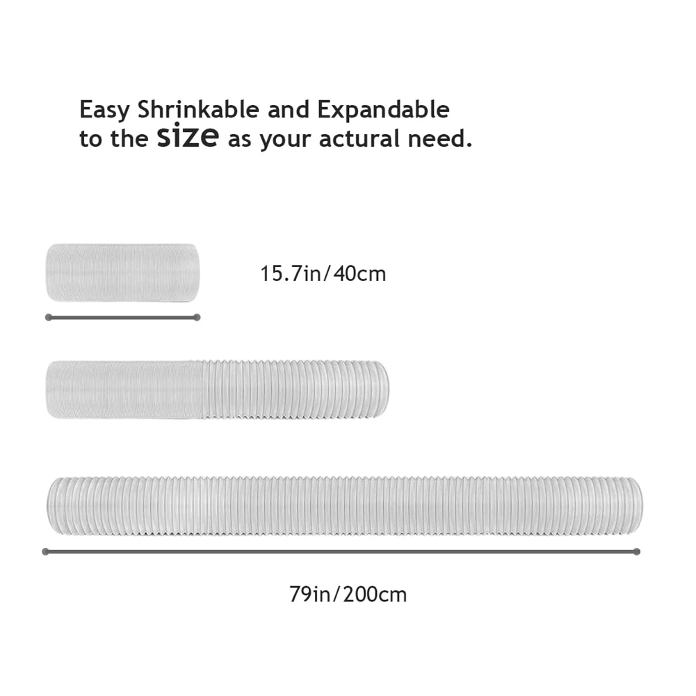 Air Conditioner Exhaust Hose, AC Vent Hose with 5 Inch Diameter Anti-Clockwise Thread & Length Up to 80 Inch AC Vent