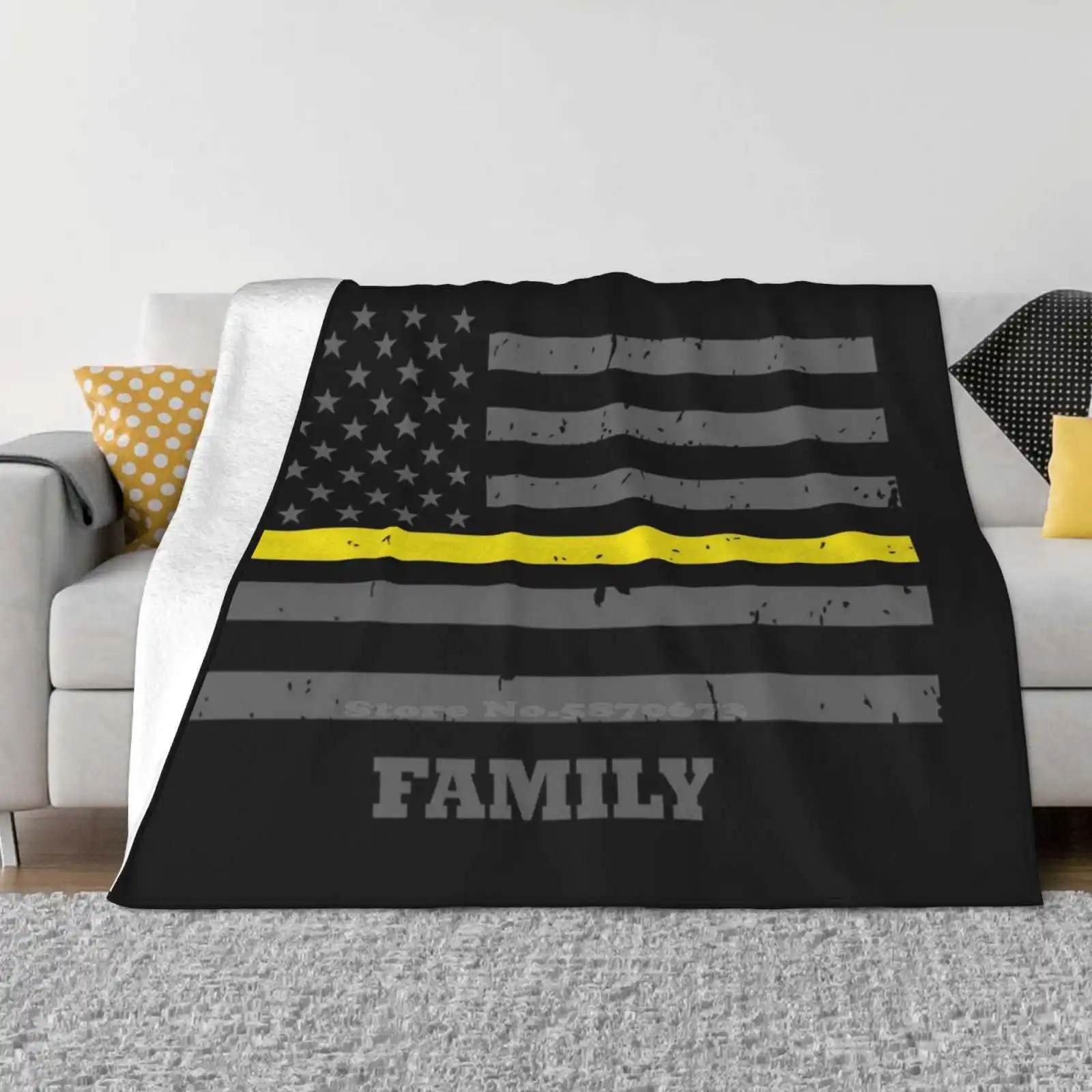 Thin Gold Line Family Dispatchers Shaggy Throw Soft Warm Blanket Sofa/Bed/Travel Love Gifts Police Dispatcher Fire Dispatcher