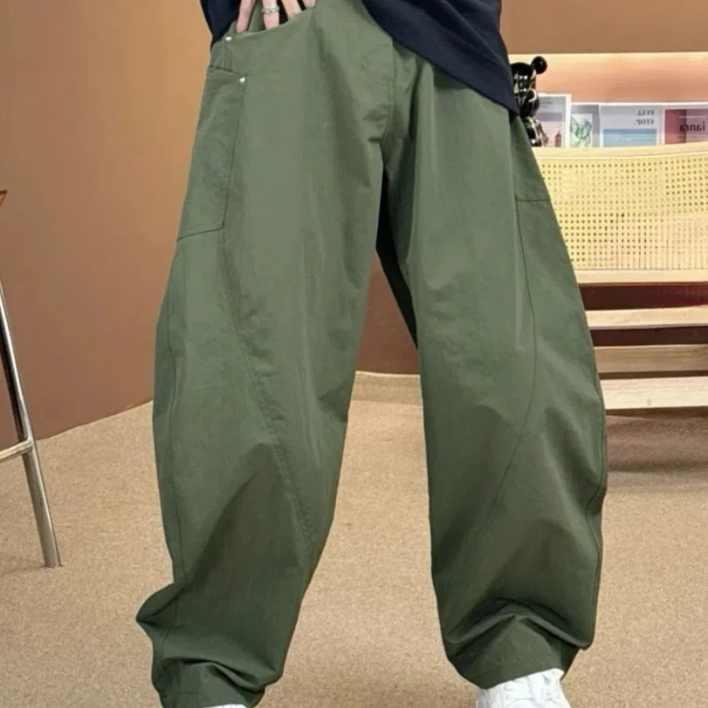 

2024 Men's Spring and Autumn New Style Splicing Elasticized High-waisted Pocket Fashion Solid Color Versatile Casual Work Pants