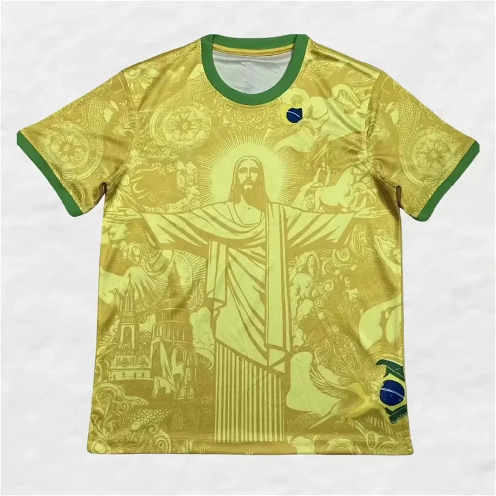 Summer Football Breathable Quick-drying Training Top Brazil Special Edition Jesus Black Grey Football Jersey Men Outdoor Tshirts image 4