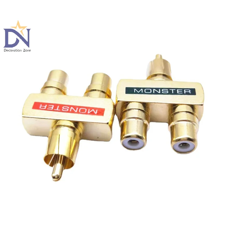 1Pair RCAxMale Plug To 2xRCA Female Sockets Connectors Excellent Audio Terminals