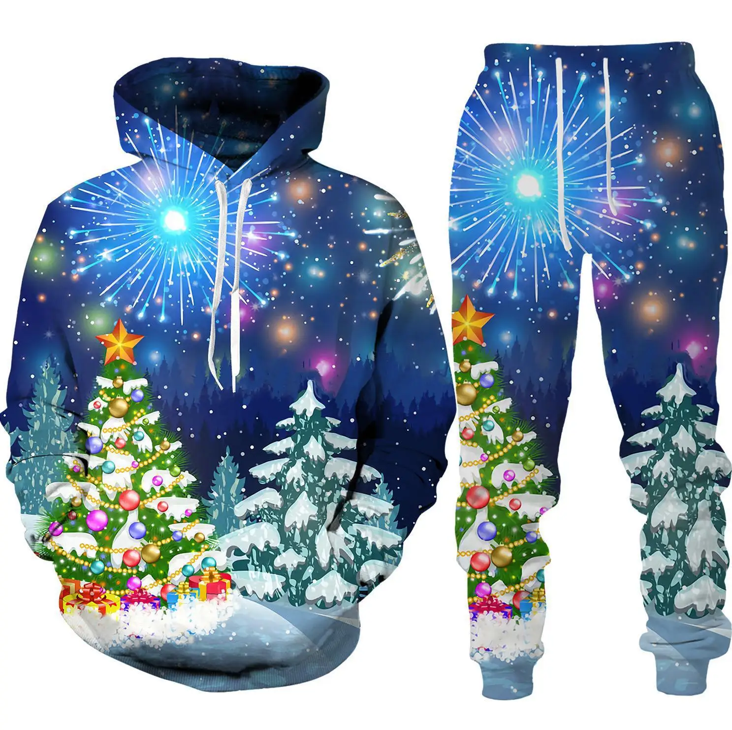 Christmas Santa Claus Hoodies Suit 3D Printed Men Women High-Quality Tracksuit Pants 2pcs Sets New Year Party Oversized Pullover