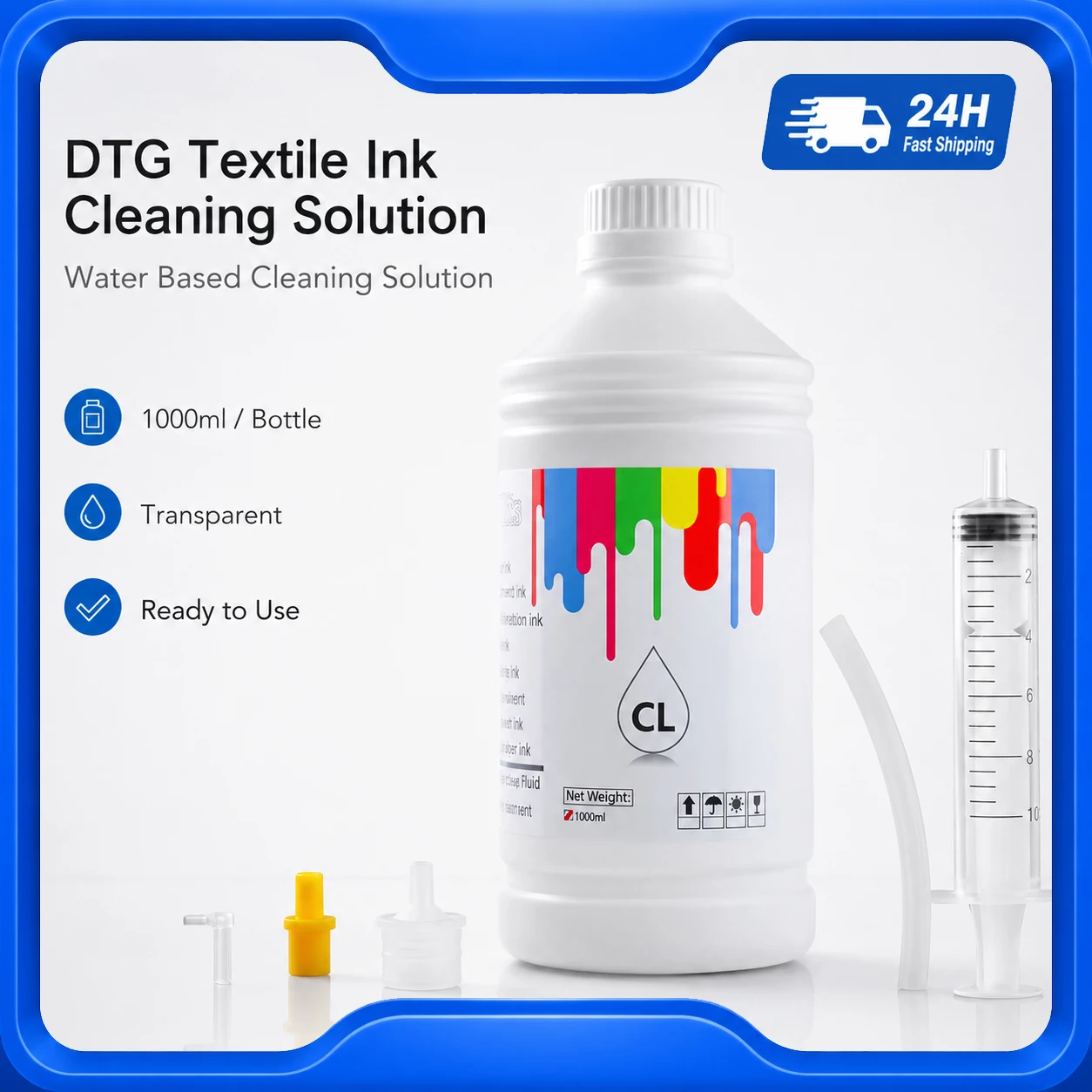 Liquido Detergente Tessile Dtg 1000ML Per Epson DX3 DX4 DX5 DX7 DX9 Per Epson L1800 L805 L800 1390 Dtg Pulizia-image