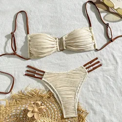 Bikini z mikro stringami, seksowne zestawy bikini dla kobiet, stroje kąpielowe typu Halter, stroje kąpielowe Mini Cross Lace up, trójkątne ekstremalne kostiumy kąpielowe