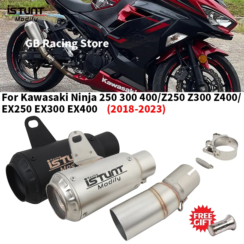 

For Kawasaki Ninja 250 300 400 Z250 Z300 Z400 EX250 EX300 EX400 2018 - 2023 Motorcycle Exhaust Modify Escape System Muffler