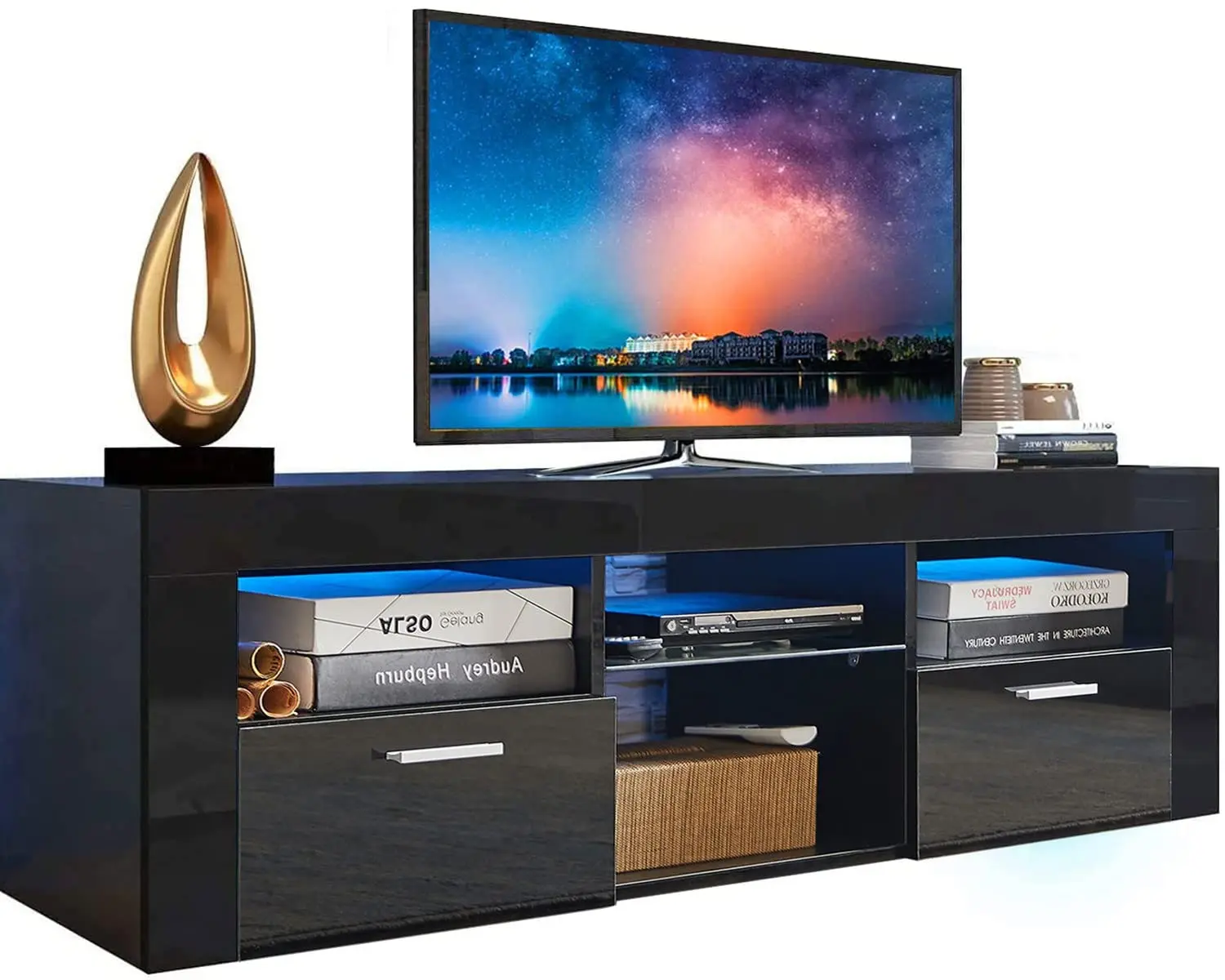 Modern LED TV Stand with Storage & Media Console for Living Room Bedroom 55+ inch, Customized