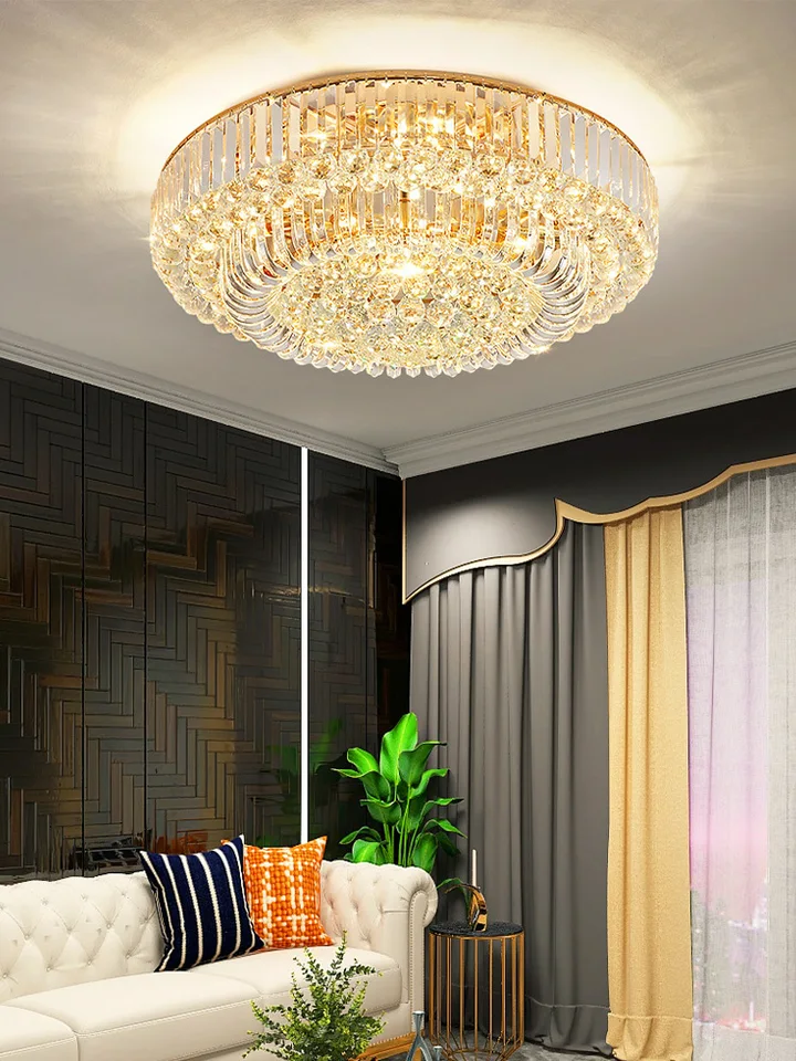 Luces de techo LED doradas de lujo modernas, lámpara de techo grande, decoración del hogar, candelabro de bola de cristal, Lustre Luminaria