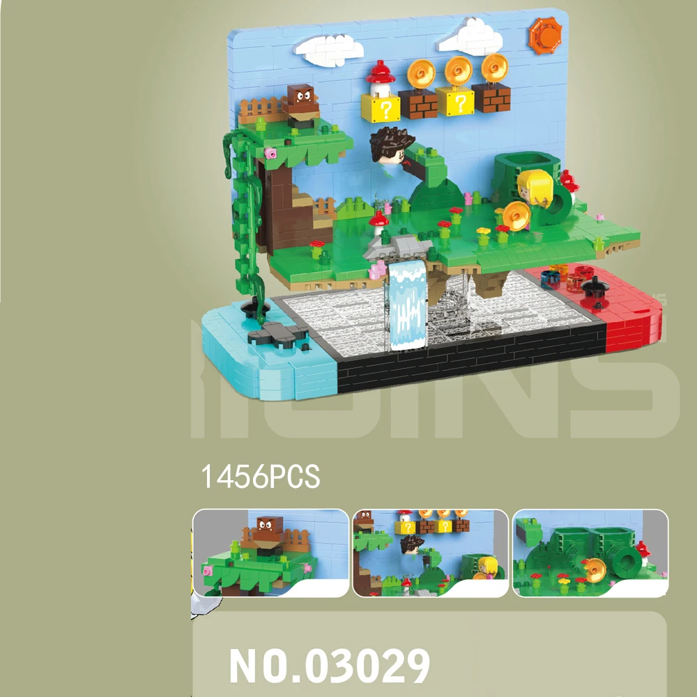 Mini figurines de jeu 3D créatives pour enfants, assemblage de figurines en brique de construction, jeux de guerre Super Mario Bors, cadeau de scènes de nuit