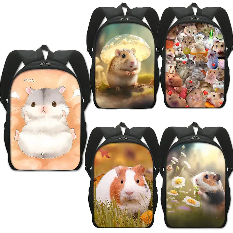 Kawaii Pet Hamster / Guinea Pigs Print Backpack Women Men School Bags for Teenagers Rucksack Laptop Daypack Book Bags Gift