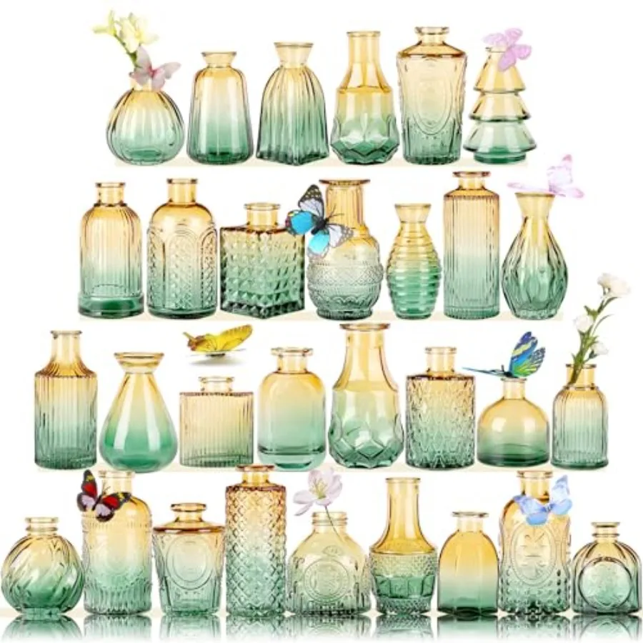 

Glass Bud Vases in Bulk Set of, Small Glass Vases for Flowers as Wedding Centerpieces for Tables, Clear Flower Vases Suitble fo