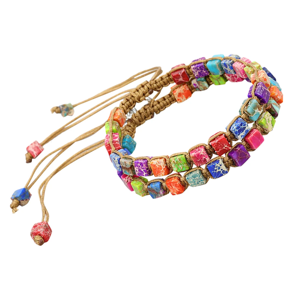 

2 Pcs Colorful Emperor Stone Bracelet Daily Wearing Bangle Decoration Beaded Bracelets for Girls Decorate Women Beads Miss
