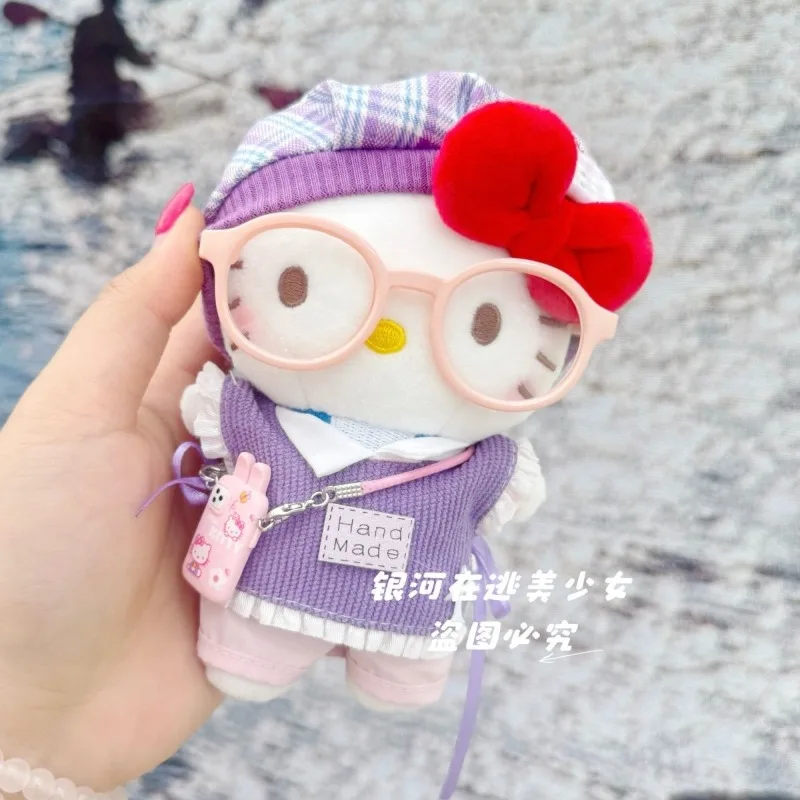 Uroczy breloczek z pluszową zabawką Hello Kitty Sanrio dla uczniów, śliczny, kreskówkowy, zawieszka do plecaka szkolnego, dekoracja, prezent dla dzieci.