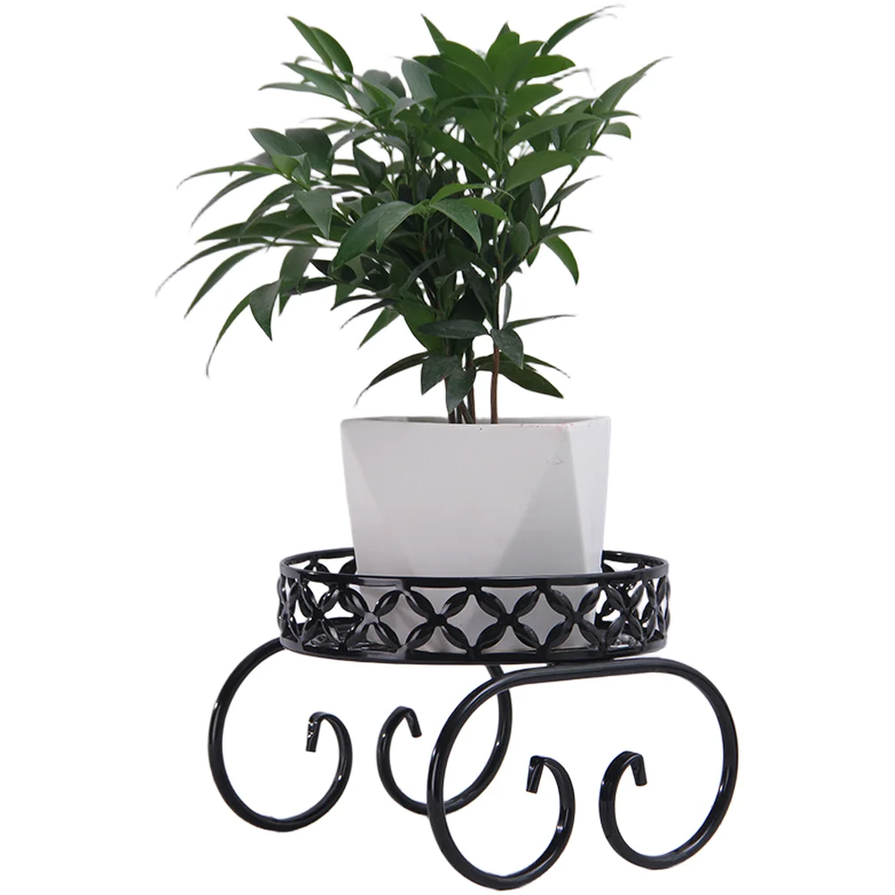 For Indoor Iron Plant Stand with Geometric Openwork and Electrostatic Finish Available in White and Black Options