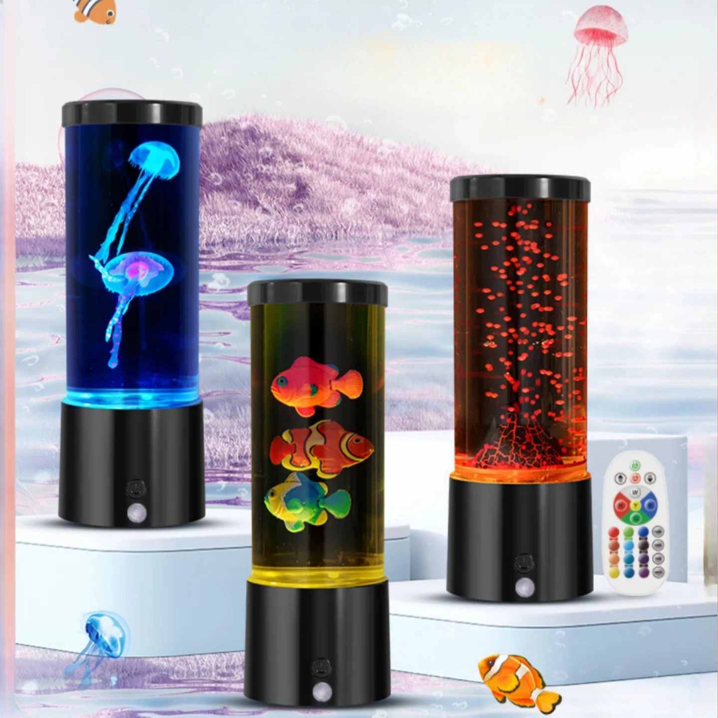 Volcanic Lava Bedroom Desktop Decoration Crafts Simulation Jellyfish Atmosphere Water Column