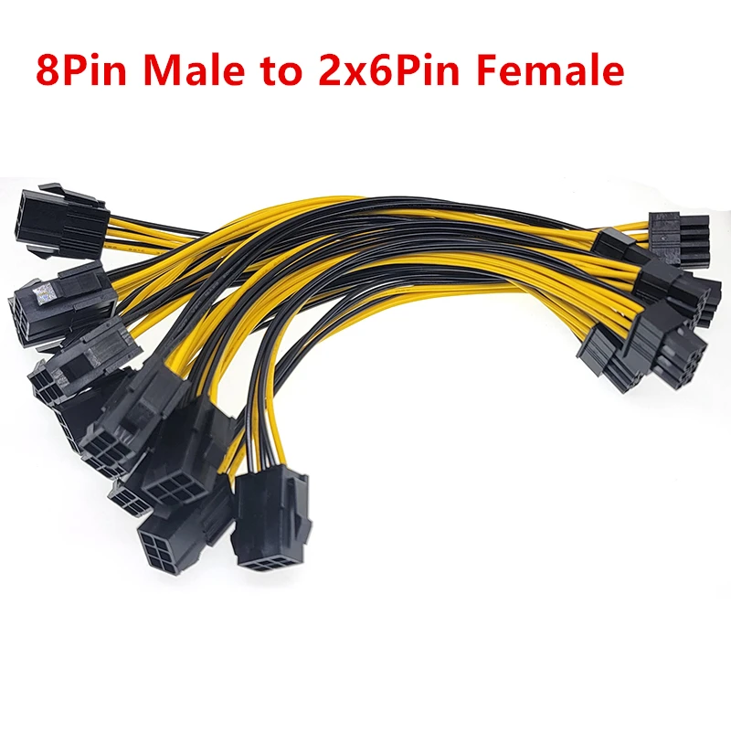 

Graphics Card 8Pin Male To Dual 6Pin Female GPU Video Card 2X6pin To 8pin GPU 18AWG Power Supply Cable Y-Splitter Adapter