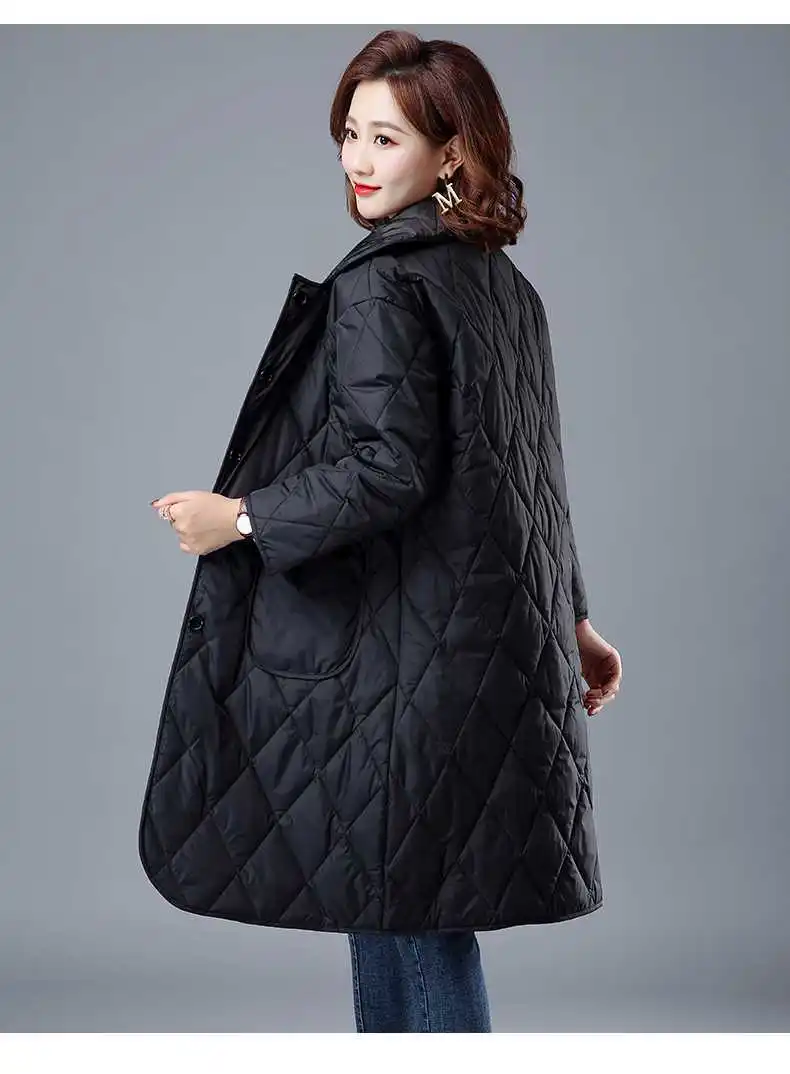 Women Parkas Coats Solid Jackets Pocket Turn Down Collar Long Sleeves Long Y2k Loose Single Breasted Casual 2025 Winter Autumn