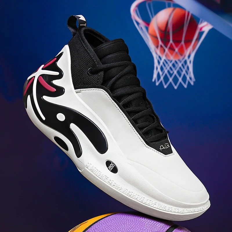 

Men Basketball Shoes High Top Shock Absorption Breathable Upper Anti Slip Wear Resistant Outdoor Training Sport Sneakers