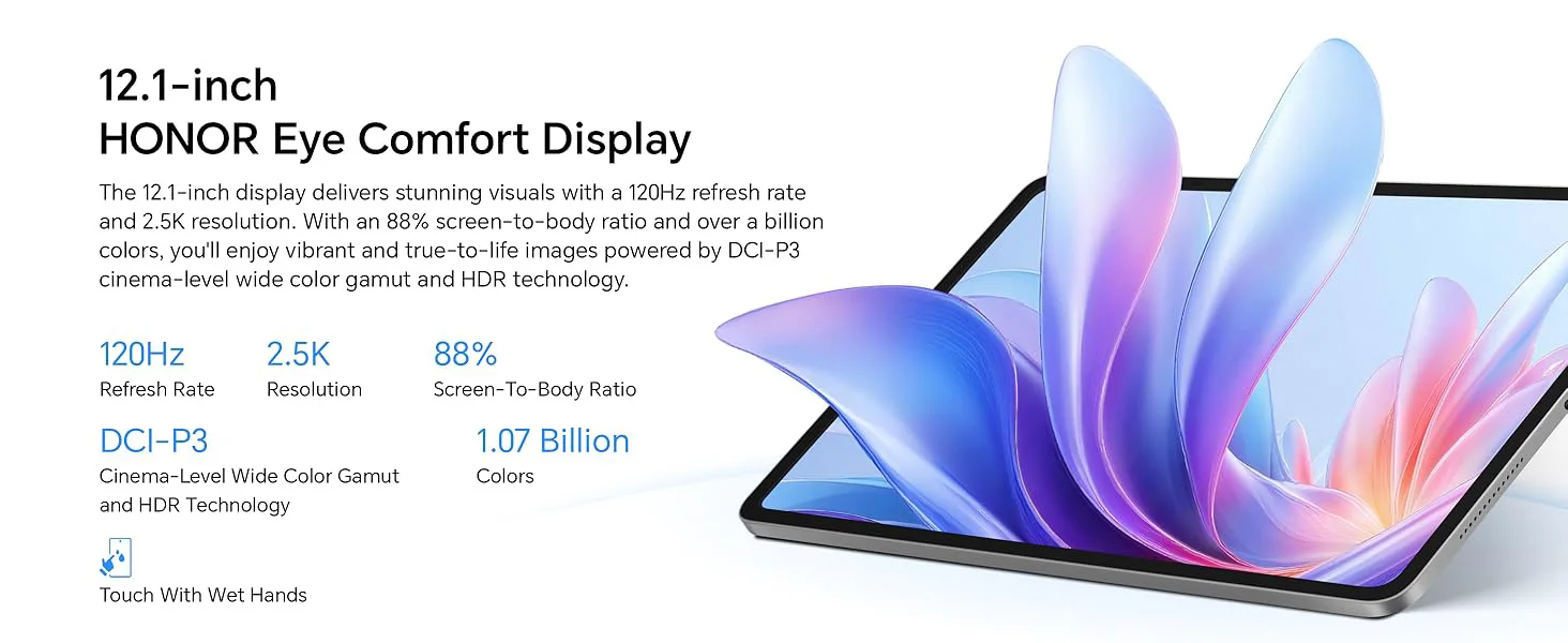EU Version HONOR Pad 10 Tablet 2.5K 12.1'' Eye Comfort Display Snapdragon 7 Gen 3 Chipset 10100mAh Battery Painting Tablet