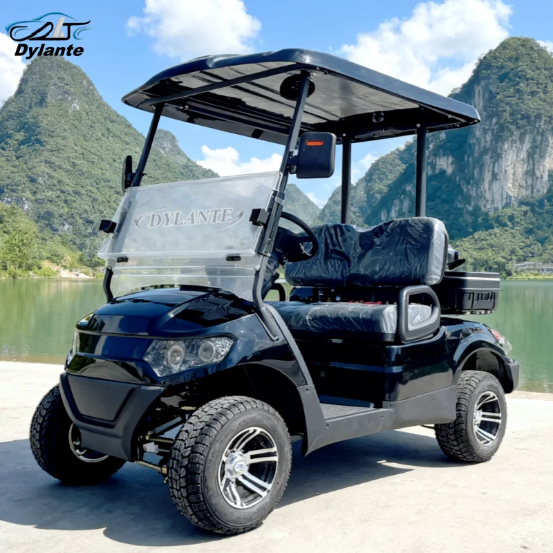 Meistverkaufter Straßenzugelassener Lithium-Batterie Solarbetriebener 2-Sitzer 4KW Elektro-Golfwagen Geländetauglicher Jagdwagen Mit Golfbag-Halterung