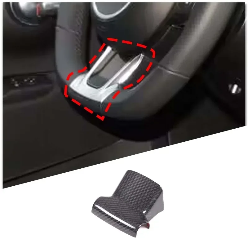 

For Fiat 595 2022 Real Carbon Fiber Car Steering Wheel Bottom Frame Back Cover Trim Sticker Car Accessories