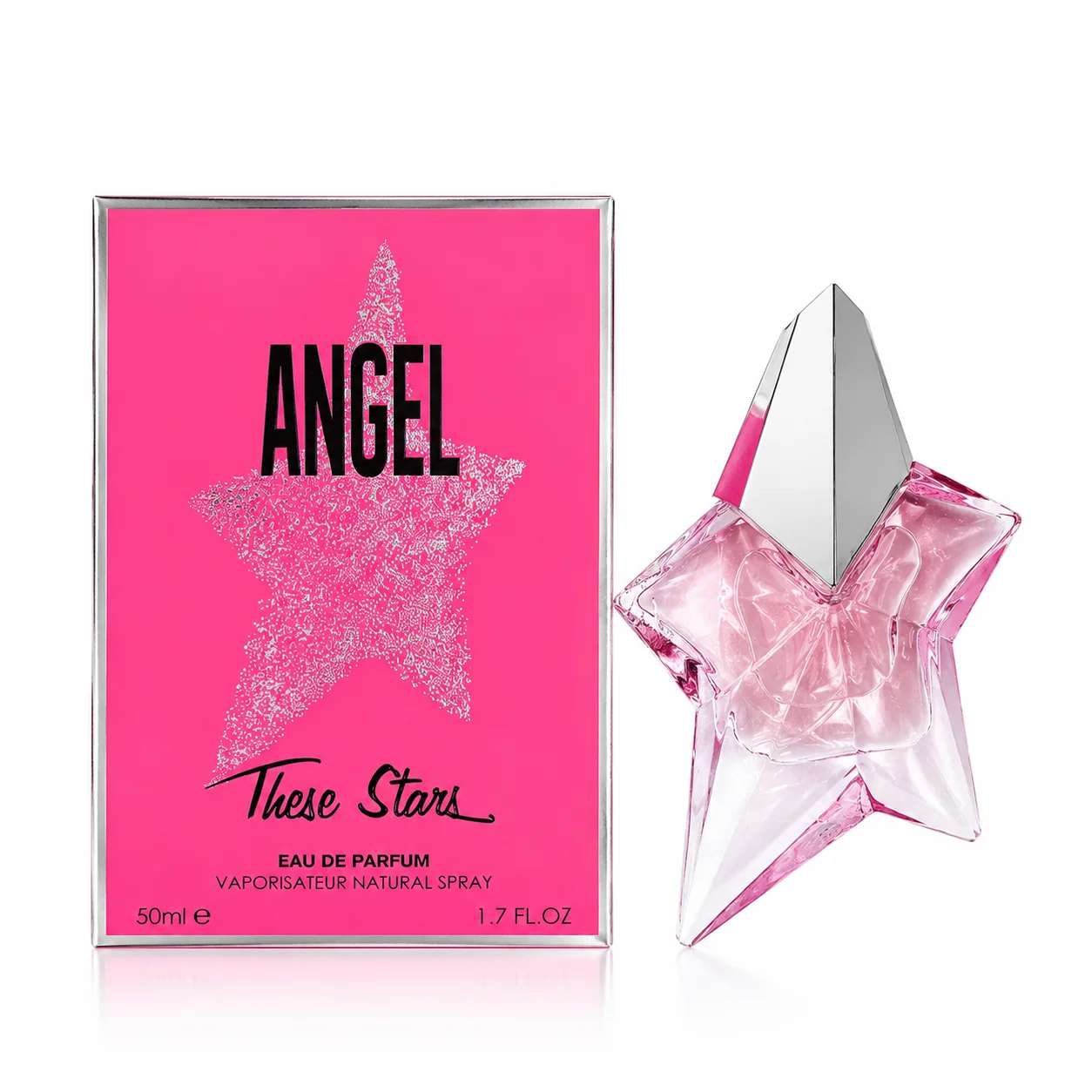 MUGLER ANGEL NOVA light pink star perfume, 50ML,containing Damask rose and raspberry, with fruity, floral, and woody notes, is a women's perfume suitable for everyday wear or parties, and also makes a great gift