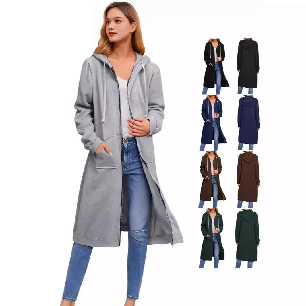 

2025 European and American New Women's Clothing Loose Zipper Cardigan Jacket Winter Long