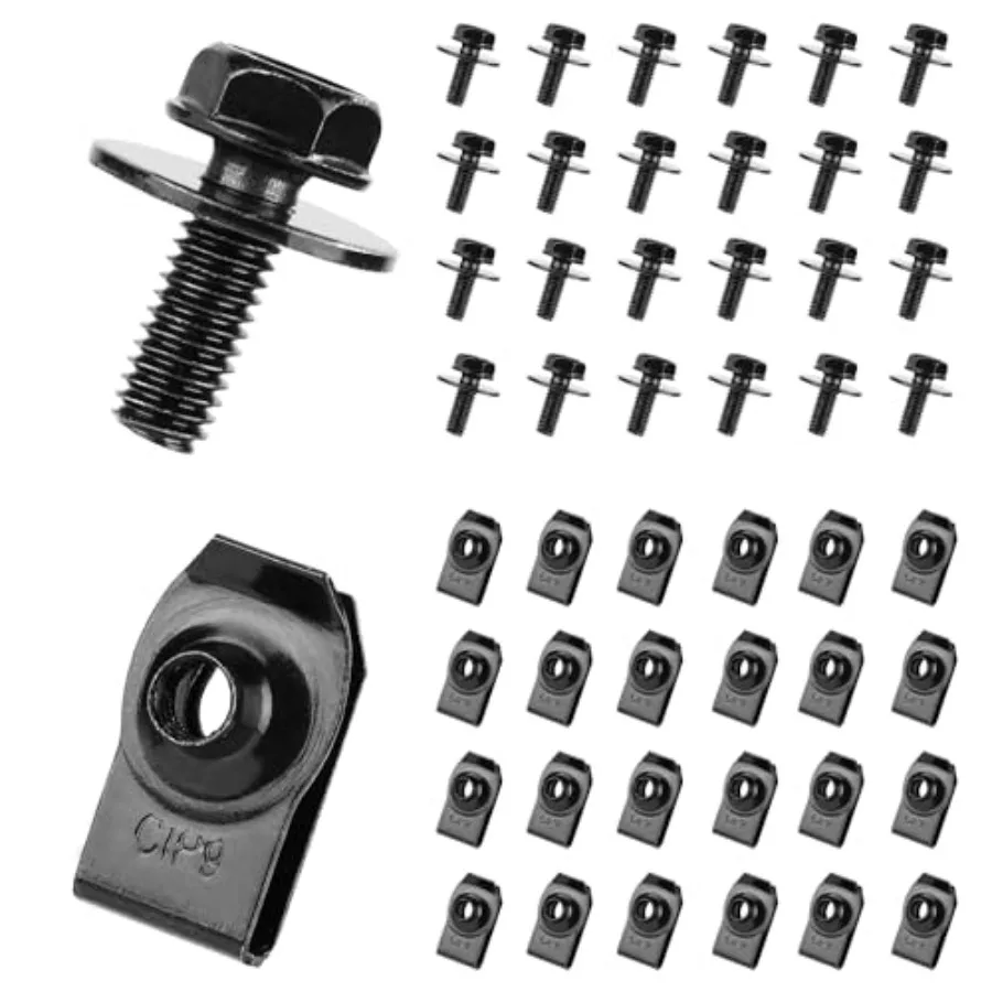 

50pcs Automotive Body Bolts and UNut Clamp Kit Carbon Steel Fe for Car Me and Repair