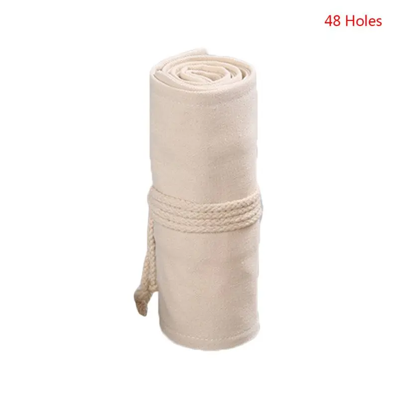 Imagem -06 - Buracos Lona Roll up Caneta Cortina Lápis Bolsa para Case Maquiagem Envoltório Titular Bolsa Armazenamento 12 24 36 48 72