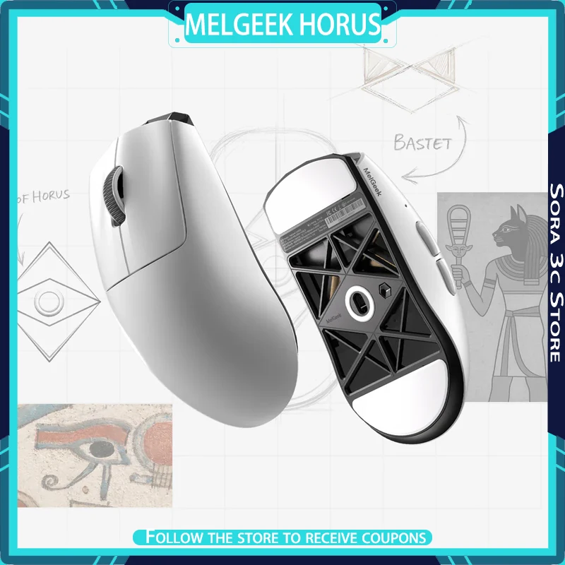 MelGeek HORUS Wireless Mouse Lightweight Symmetrical Design TTC Qinglong Encoder Low Latency Gaming Mouse for Esports Games