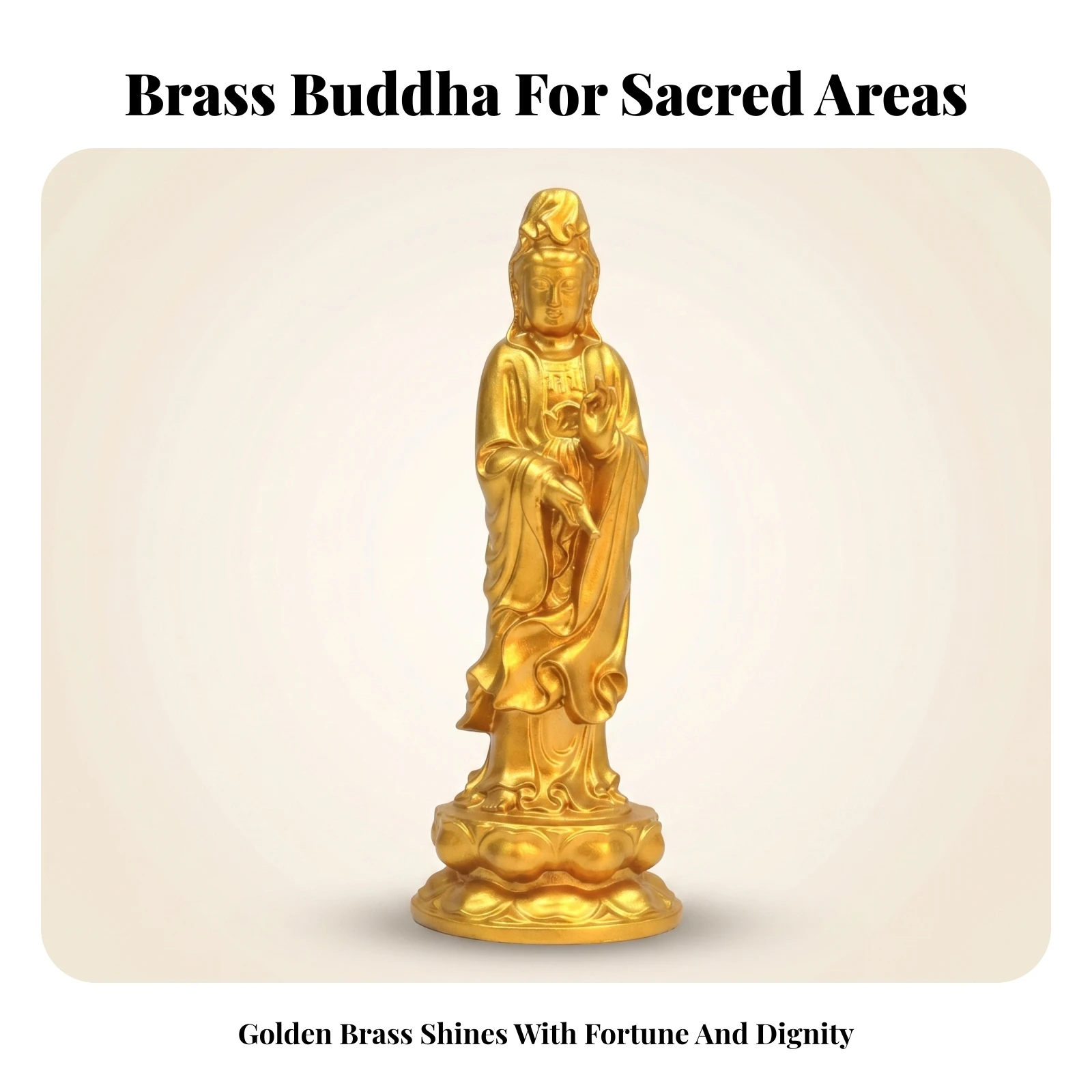 Intricate Detailing Long-Lasting Religious Decor Lotus Base Statue Brass Guanyin Figurine Flowing Robes Guanyin Figurine