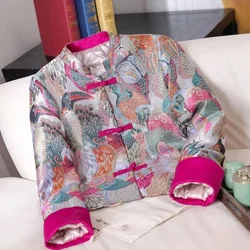Traditional Chinese Top Coat Printed Vintage Elegant High-end Fashion Stand Up Collar Autumn Spring Jacket Women Clothing