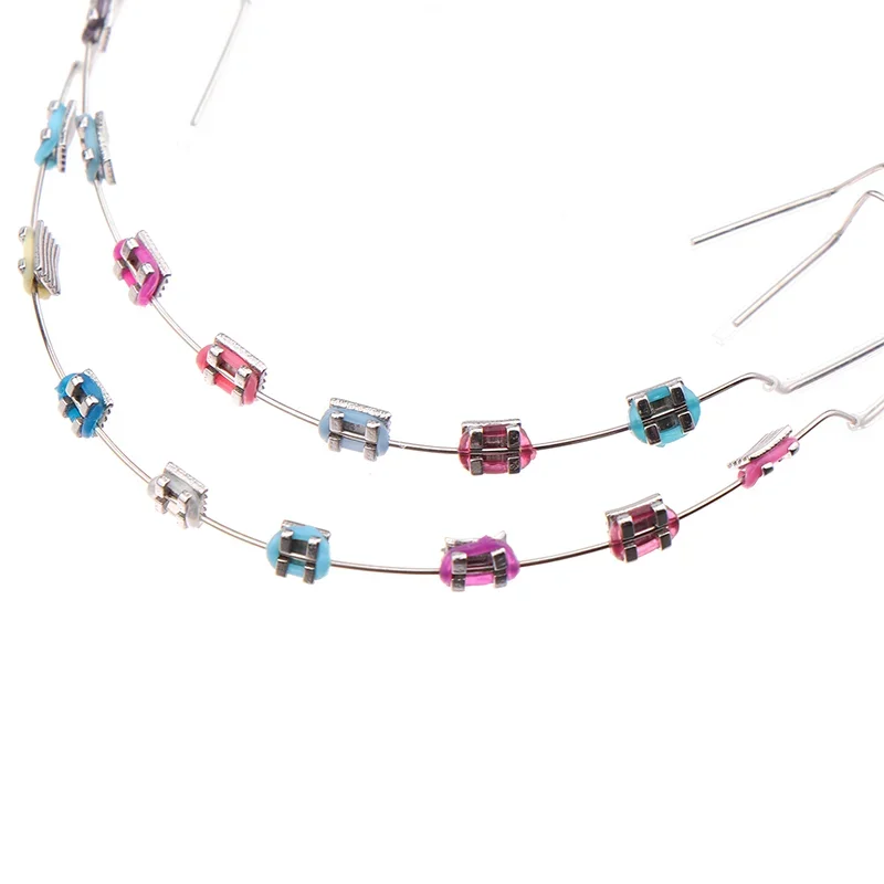 

1 Pair Temporary Tooth Decoration With Metal Wires Colorful Metal Bracket And Orthodontic Ligature Ties Dental Decorations