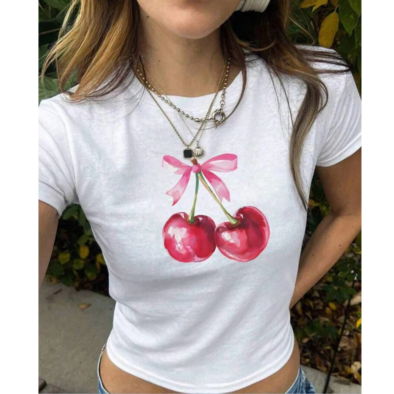 الرجعية القوطية المحاصيل الأعلى إلكتروني الطباعة 2000 الشارع القمامة قصيرة الأكمام الطفل تي شيرت ريترو 2000 ستار نمط تي شيرت الصيف #2