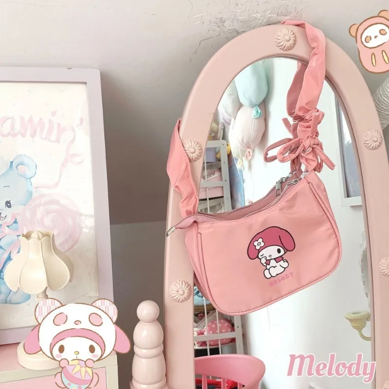 Sanrio Series Hello Kitty Kawaii Single Shoulder Diagonal Cross Bag Fashion Girl Heart Honey Girl Style Minimalist Crossbody Bag