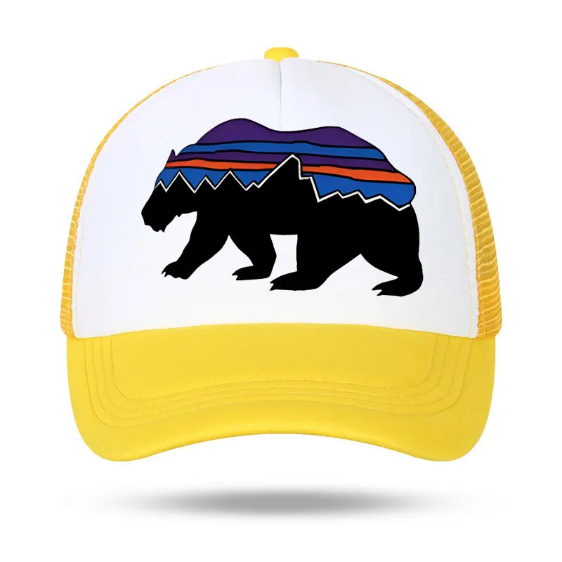 Moon Mountain Baseball Cap Bear Visor Mesh Hats Men Women Rainbow Animal Hip Hop Hat Cool Summer Hiking Camping Baseball Caps